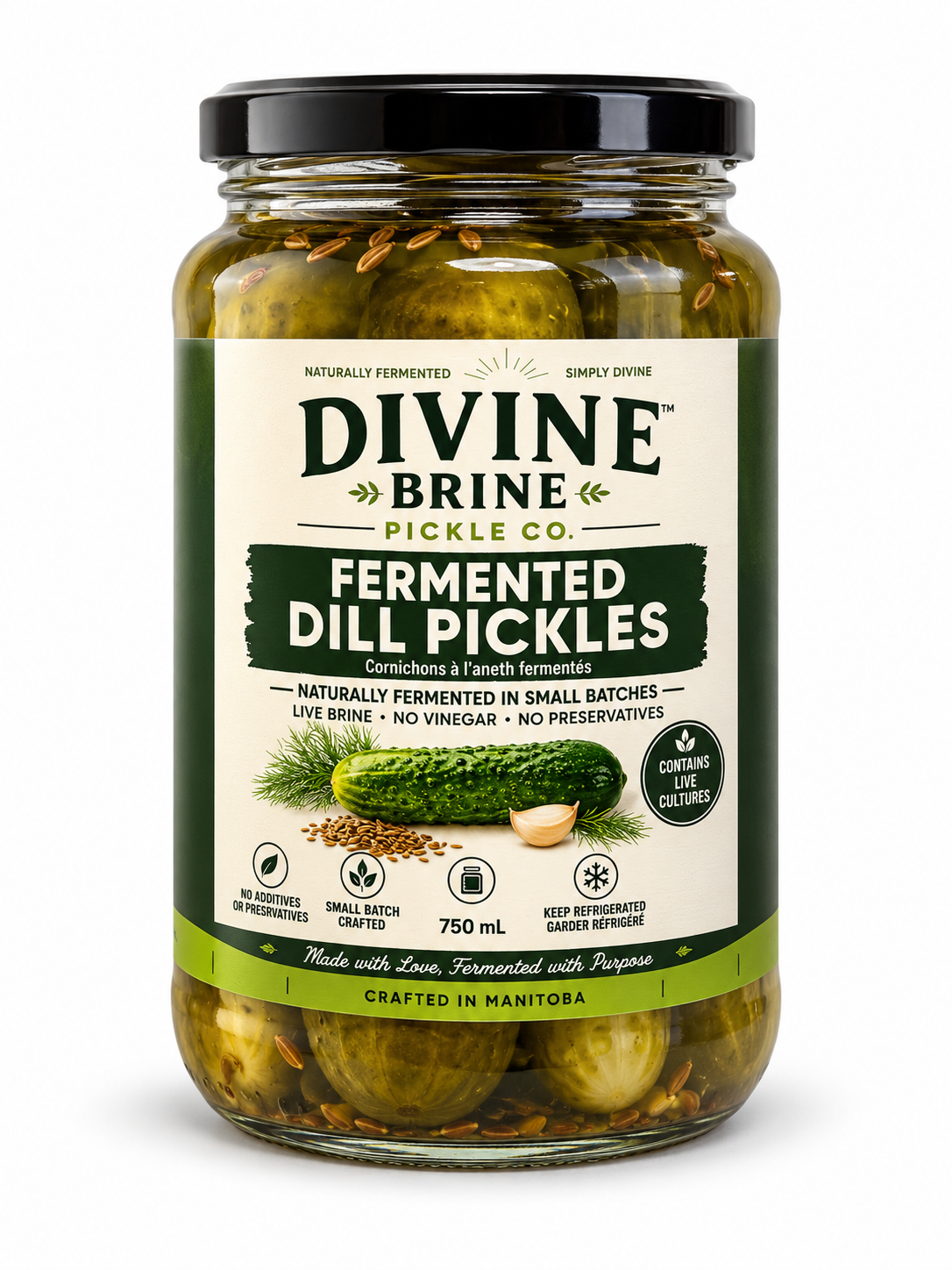 Divine Brine Fermented Pickles (750mL)
